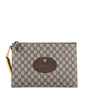 Gucci Neo Vintage Wristlet Pouch GG Coated Canvas